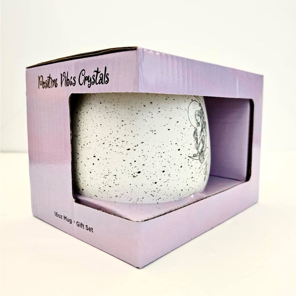 NEW Mug Gift Set with Healing Crystals Positive Vibes Spark Plug Coffee tea 16oz - Picture 5 of 6